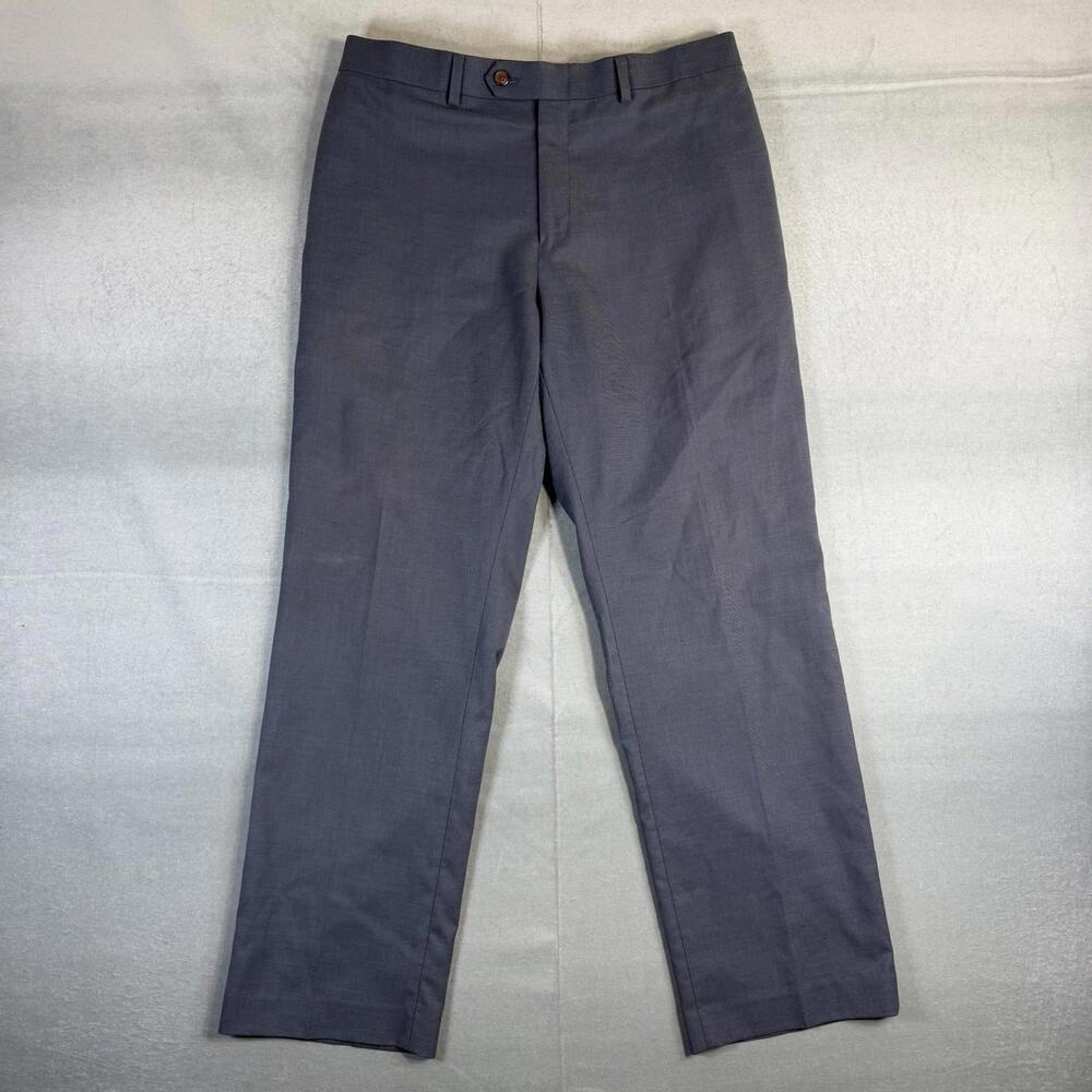 Ralph Lauren Dress Pants Mens 34x30 Gray Blue Classic Straight Leg Flat Front